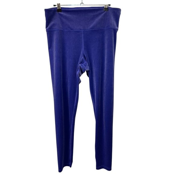 Athleta Elation High Rise Tight Pants Leggings Purple Velvet Velour Size Large - Picture 1 of 5